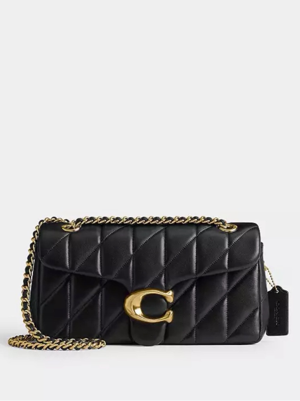 Coach Black Quilted Tabby 26 Shoulder Bag with Gold Chain